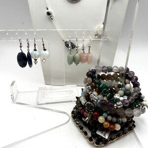 Natural Stone Jewelry Lot 1+ lbs Bracelets Earrings Necklaces Wear Resell Craft